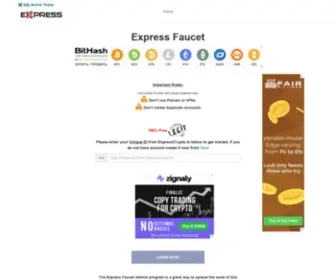 Expressfaucet.com(Website to win free Bitcoin) Screenshot