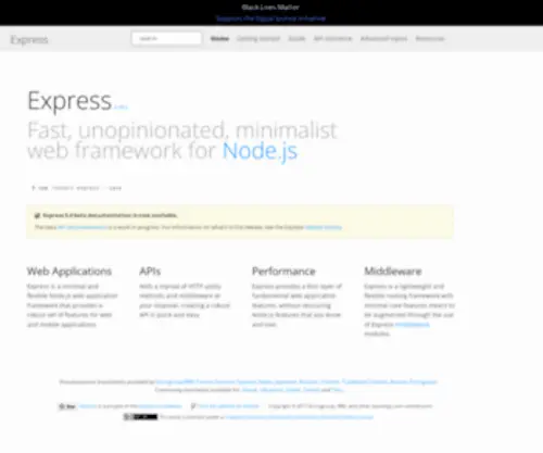 Expressjs.com(Node.js web application framework) Screenshot
