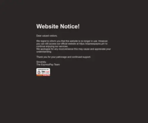 Expresspayinc.com(Website Notice) Screenshot