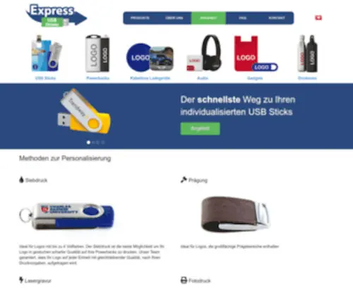 Expressusbsticks.ch(Bedruckte USB Sticks und USB Speichersticks als Werbemittel) Screenshot