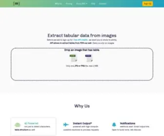Extracttable.com(Convert image to excel) Screenshot