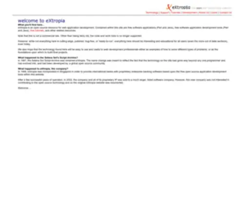 Extropia.com(The open web technology company) Screenshot