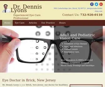 Eyedoctorbricknj.com(Dr. Lyons) Screenshot