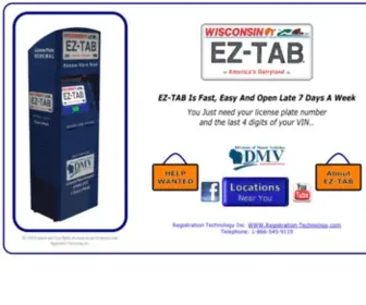 EZ-Tab.com(EZ TAB Wisconsin DMV License Plate Renewal Wisconsin DMV License Plate Renewal Kiosk Locations) Screenshot