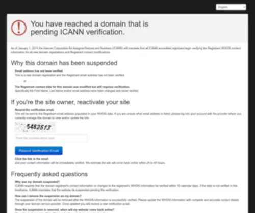 Ezcalmcbd.com(Registrant WHOIS contact information verification) Screenshot