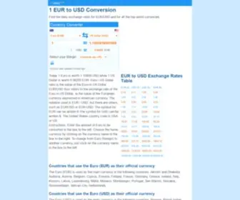 F-Rates.com(Convert Euro (EUR) to US Dollar (USD)) Screenshot