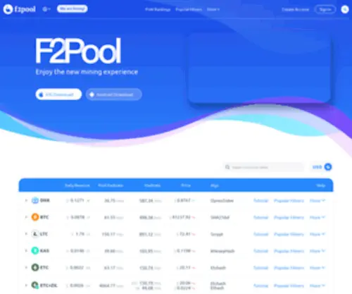 F2Pool.com(Leading Bitcoin Mining Pool) Screenshot