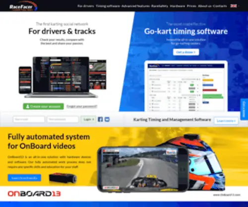 Faceracer.com(Go kart Timing Software and Karting Social Network) Screenshot