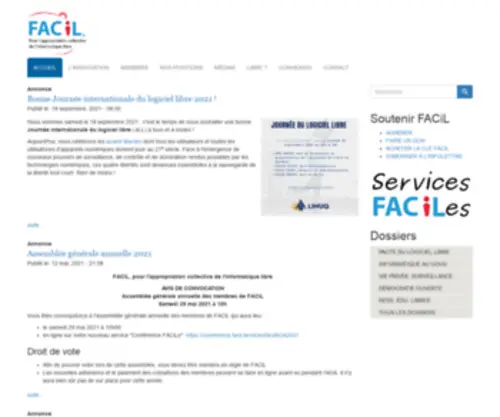 Facil.qc.ca(Pour l'appropriation collective de l'informatique libre) Screenshot