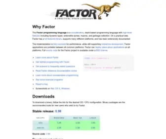 Factorcode.org(Factor programming language) Screenshot
