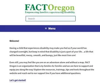 Factoregon.org(Empowering families experiencing disability) Screenshot