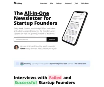 Failory.com(Content to Help YOU Build a Profitable Startup) Screenshot