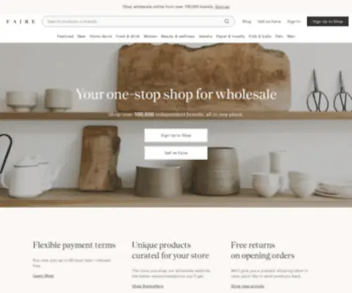 Faire.com(Unique wholesale merchandise for your store) Screenshot