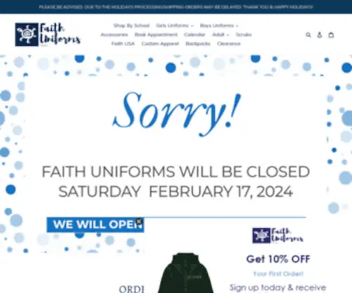 Faithuniforms.com(Online School Uniform Store in Los Angeles) Screenshot