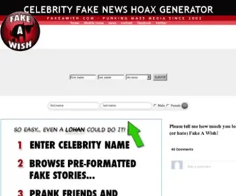 Fakeawish.com(Celebrity fake news hoax generator) Screenshot