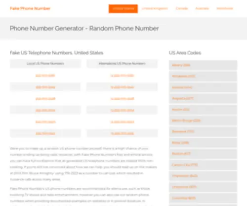 Fakephonenumber.net(Fake US Phone Numbers) Screenshot