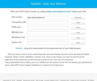 Fakeref.com(Hide Your Referrer Easily) Screenshot