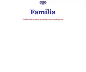 Familia.org.uk(Family history resources in public libraries in Britain and Ireland) Screenshot