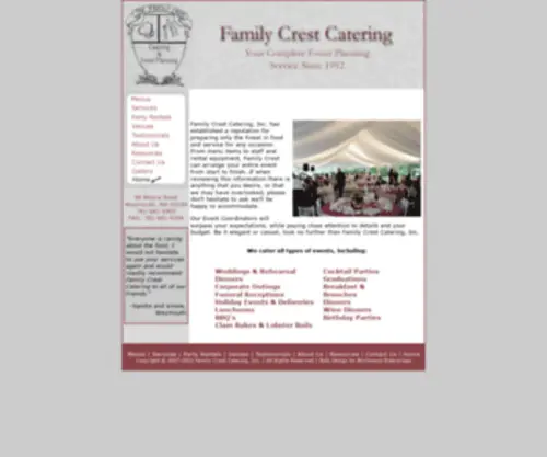 Familycrestcatering.com(Catering on the south shore) Screenshot