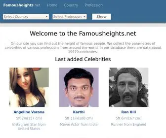 Famousheights.net(Heights of Famous People) Screenshot