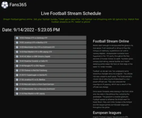 Fans365.site(Football stream) Screenshot