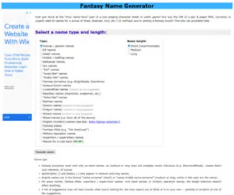 Fantasynamegen.com(Fantasy Name Generator) Screenshot