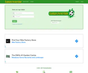 Fantasyscoreline.com(FantasyScoreline Log in) Screenshot
