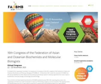 Faobmb2021.org(16th Congress of the Federation of Asian and Oceanian Biochemists and Molecular Biologists) Screenshot