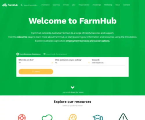 Farmhub.org.au(Connecting Australian farmers with services and support) Screenshot