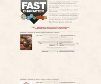 Fastcharacter.com(Characters instantly for Dungeons and Dragons (D&D) Fifth Edition (5e)) Screenshot