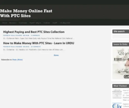 Fastonlineearningsites.net(Make Money Online Fast With PTC Sites) Screenshot