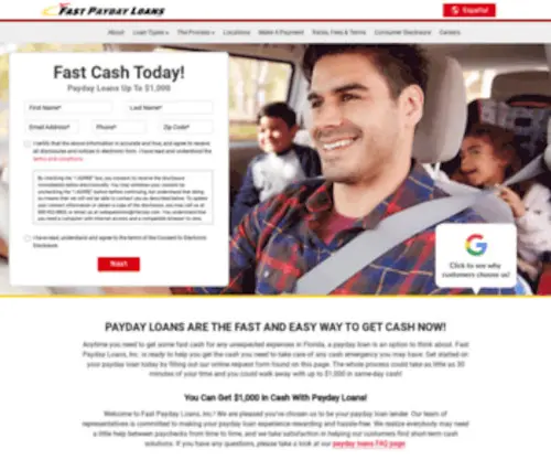 Fastpaydayloansfloridainc.com(Fast Payday Loans of Florida) Screenshot