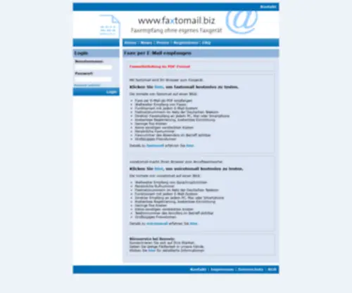 Faxtomail.biz(faxtomail) Screenshot