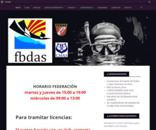 Fbdas.com(Federación Balear de Actividades subacuáticas) Screenshot