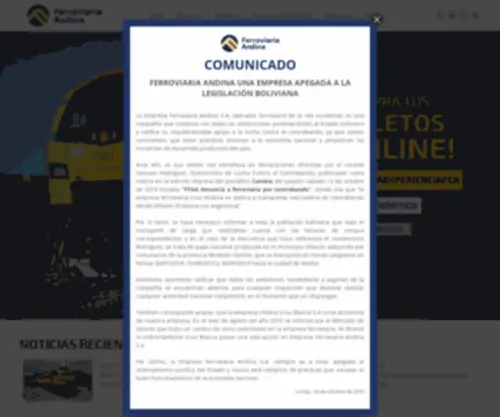 Fca.com.bo(Empresa Ferroviaria Andina S.A) Screenshot