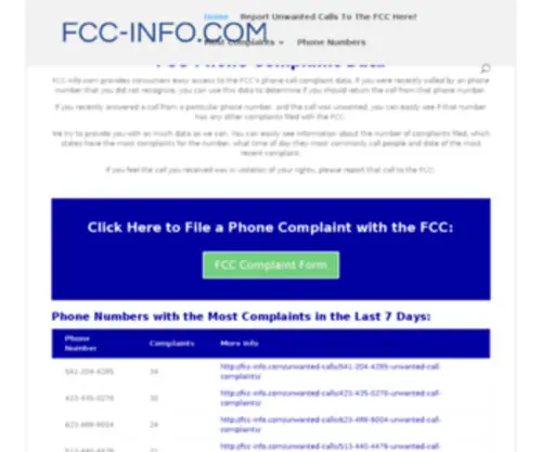FCC-Info.com(FCC Info) Screenshot