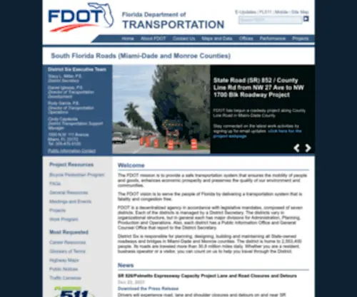 Fdotmiamidade.com(FDOT DISTRICT SIX CONSTRUCTION) Screenshot