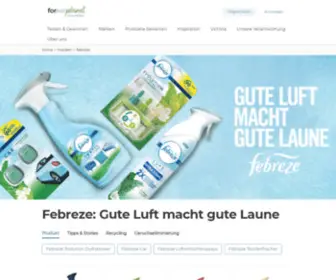 Febreze.de(Febreze Produkte auf for me) Screenshot