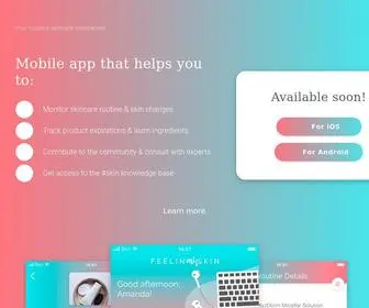 Feelinmyskin.com(Skincare mobile app) Screenshot