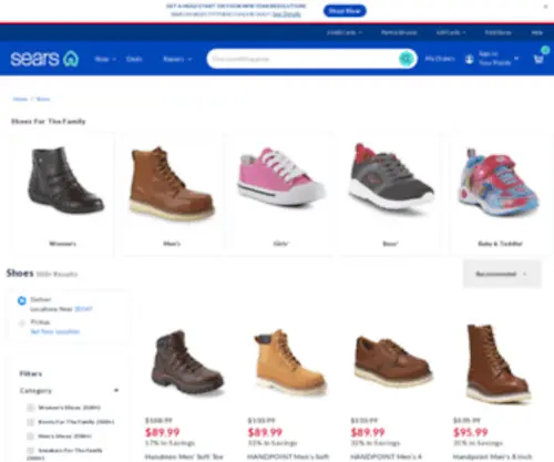 Feet.com(Buy Stylish and Affordable Shoes for Every Occasion from Sears) Screenshot