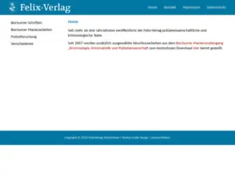 Felix-Verlag.de(Felix, Verlag, Holzkirchen, Fachverlag, polizeiwissenschaftliche, Literatur, Kriminologie, Strafrecht) Screenshot