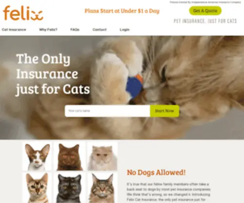 Felixcatinsurance.com(Pet Insurance for Cats) Screenshot