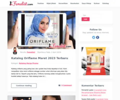 Femalist.com(Tips Wanita Tutorial Hijab Fashion Kecantikan) Screenshot