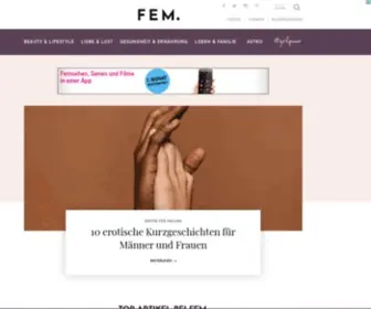 Fem.de(Lifestyle-Magazin für Frauen, Trends, News, Tipps und Ihr Horoskop, täglich aktuell) Screenshot