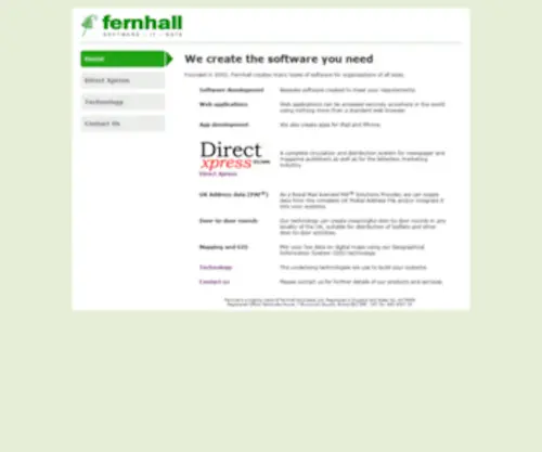 Fernhall.co.uk(Fernhall Associates Database Technology) Screenshot