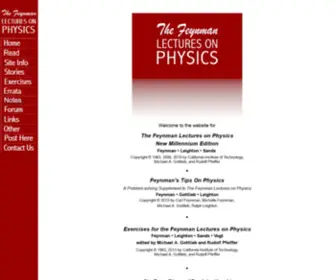 Feynmanlectures.info(The Feynman Lectures on Physics Website) Screenshot