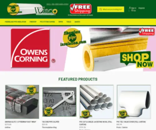 Fiberglasspipeinsulation.com(Wholesale Insulation Supply Co) Screenshot