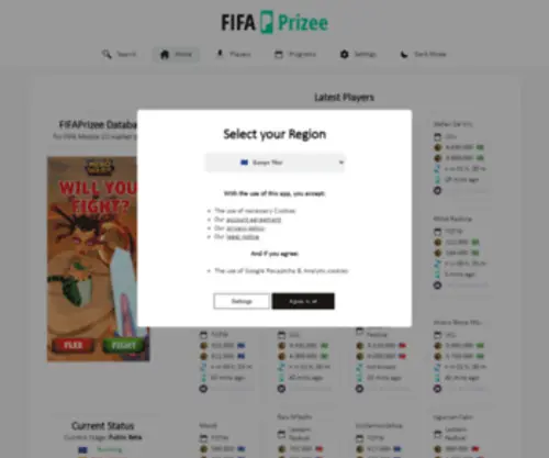 Fifaprizee.com(Stats calculator) Screenshot