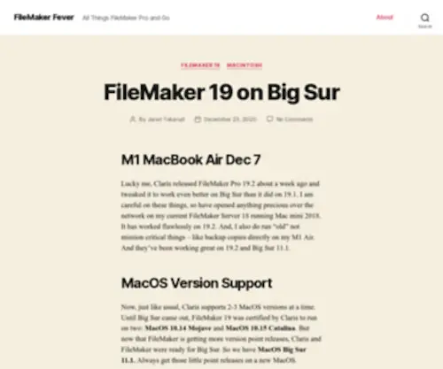 Filemakerfever.com(All Things FileMaker Pro and Go) Screenshot