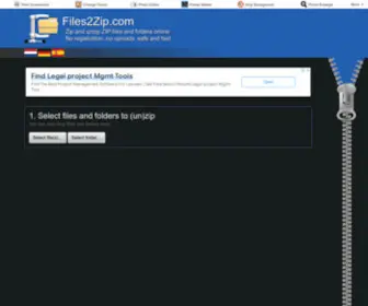 Files2Zip.com(Zip and unzip ZIP files and folders online) Screenshot